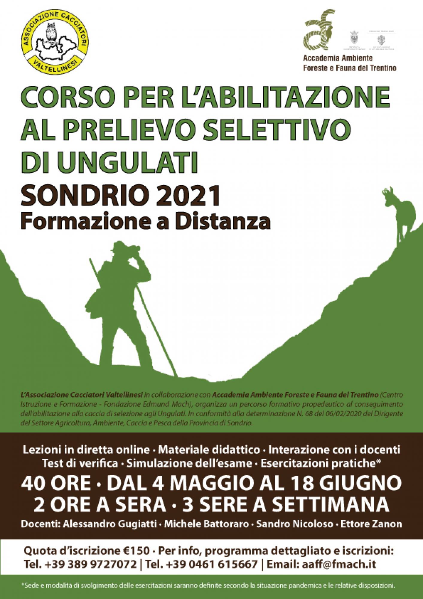 ABILITAZIONE ALLA CACCIA AGLI UNGULATI: CALENDARIO E PROGRAMMA COMPLETO DEL CORSO PROPOSTO IN COLLABORAZIONE CON ACCADEMIA AMBIENTE FORESTE E FAUNA DEL TRENTINO